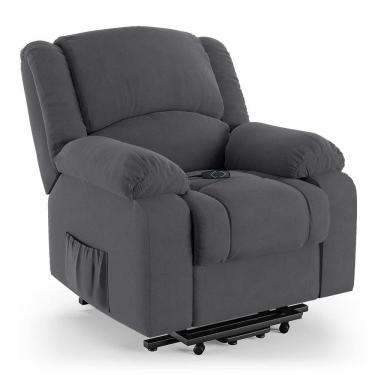 Imagem de Poltrona Do Papai Reclinável Pietra Elevação Lift Elétrico Fh9 Veludo Cinza - Mpozenato