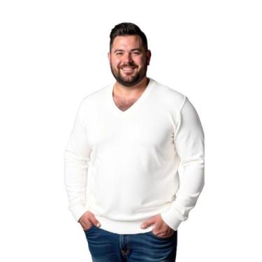 Imagem de Blusa Grossa Masculino Plus Em Tricot Frio Casaco - KantyLan, Branco, 