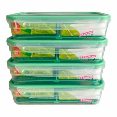 Imagem de 4 Pote Hermético 1,6l Freshy Divisória Removível Empilhável Sanremo