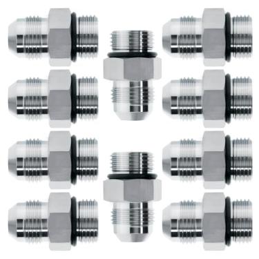 Imagem de Acessórios adaptadores de mangueira hidráulica reta, 6400-06-06 3/20.3 cm macho JIC (9/40.6 cm-18 thread) x 3/20.3 cm macho ORB (9/40.6 cm-18 thread) conectores x pacote com 10