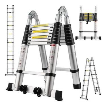 Imagem de Escada Telescópica Multifuncional 16 Degraus 5m Aluminio Qualidade. - 