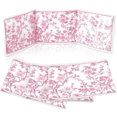 Imagem de Sonwyoung 4 Pcs Chinoiserie Print Large Size Mahjong Card Sleeves Soft Printed Fabric Plastic Card Protector Holder Mahjong Gifts Accessories League Scorecard Cover(Pink)