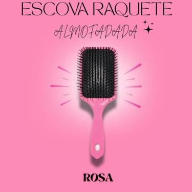 Imagem de Escova de Cabelo Raquete Pentear e Desembaraçar Almofadada Quadrada Ta