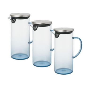 Imagem de Jarras Grande Vidro Resistente 1,5L Com Tampa Inox 3 Peças - Vista Hom