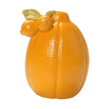 Imagem de WeiLaiKeQi Vaso de flor de cerâmica Decoração decorativa Decoração Arranjo floral Ornamento de planta moderna de planta moderna Pote de para entrada, Laranja 10.2cmx12.3cm