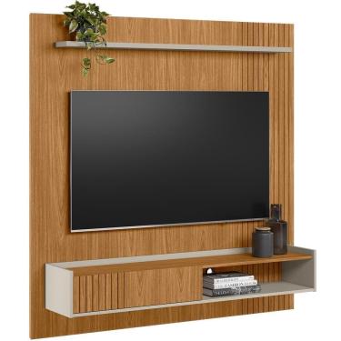 Imagem de Painel Para Tv 65 Pol Com Bancada Suspensa 160cm Brooklin L05 Nature Off White