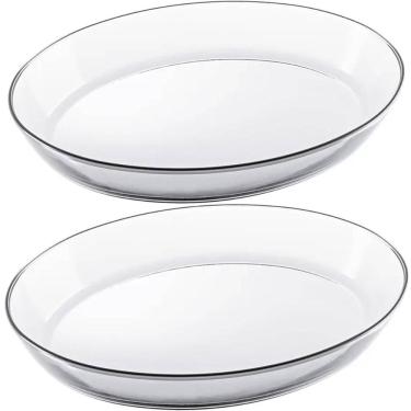 Imagem de 2 Refratários Grandes de Vidro Oval 3,2L Travessa Assadeira