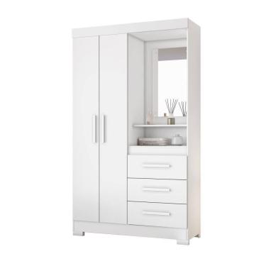 Imagem de Guarda Roupa Solteiro 2 Portas 3 Gavetas Nt6020 Branco-rosa Nótável Móveis Branco-rosa