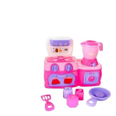 Imagem de Kit de Cozinha Infantil de Brinquedo, Rosa e Roxo, com Acessórios, Fogão e Liquidificador