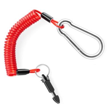 Imagem de JUSTTOP Cabo de reboque breakaway de 1,8 m, fio espiral de reboque de mola de aço inoxidável resistente, fio de freio de emergência, cabo de segurança para trailer, acessórios de trailer