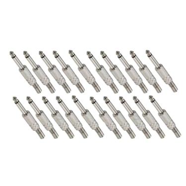 Imagem de 20 x plugue TS de 1/10.2 cm para conector mono macho conversor de áudio RCA para adaptador de 1/4 para mixer, amplificador, subwoofer
