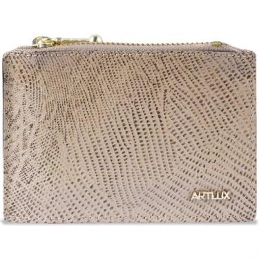 Imagem de Carteira Couro Zíper Feminina Artlux 922, Amêndoa