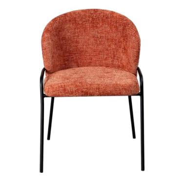 Imagem de Poltrona Estofada com Base Fixa em Aço Carbono Pintura Epóxi – Samy Exclusiva Linho Aveludado Terracota