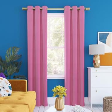 Imagem de Sun Zero Painel de cortina Halton Bright Vibes 100% blackout com ilhós, 101,6 cm x 243,8 cm, rosa