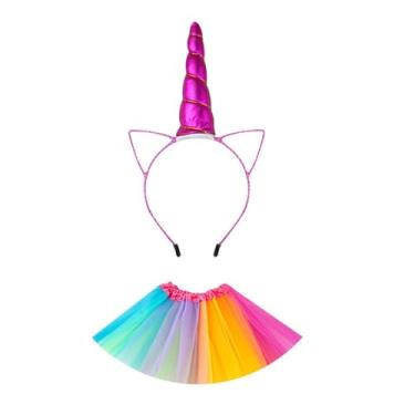 Imagem de predolo Saia Tutu Arco-íris com Faixa Na Cabeça, Vestido de Princesa em Camadas para Cosplay, Brincadeira de Faz de Conta, Rose Red