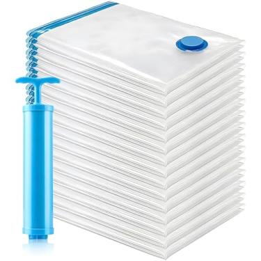 Imagem de Kit 10x Sacos a Vacuo 50x60cm Para Mala e Roupas com Bomba Saco a Vacuo Viagem Saco Organizador de Guarda-Roupa