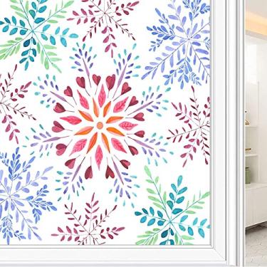 Imagem de Película de janela de privacidade de flores, textura de estilo floral, filme de vidro para sala de estar e escritório em casa, L90 x C 190 cm