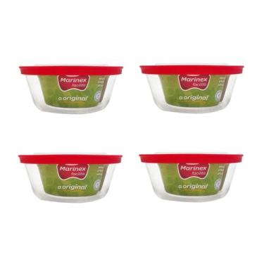 Imagem de Kit 4 Potes Marmita Redondo Vidro Marinex 600ml Tampa Nadir - Nadir Fi