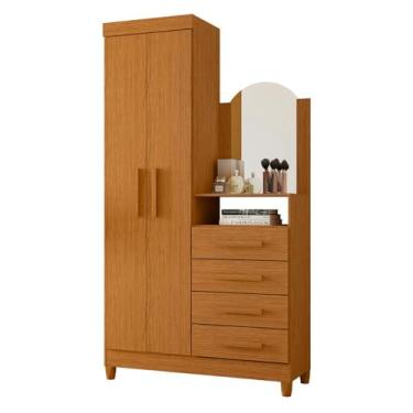 Imagem de Albatroz - Guarda Roupa Solteiro com Espelho e Pés e Cômoda 2 Portas 4 Gavetas New Capri Albatroz