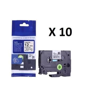 Imagem de Kit 10 Fita Compatível Brother Tze-231 Branca 12mm - Genérica Brother