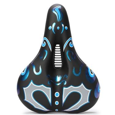 Imagem de AKTree Assento de bicicleta superdimensionado compatível, assento de bicicleta extra largo confortável para mulheres e homens, substituição de assento de bicicleta de exercício para bicicleta de estrada, bicicleta giratória e cruiser, azul, tamanho único