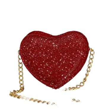 Imagem de Bolsa Feminina Transversal Pequena Mini Bag Festa Love Glitter(Glitter vermelha)