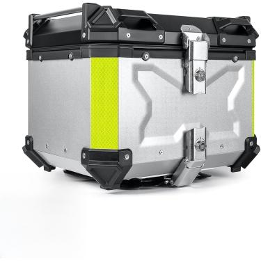 Imagem de Motocicleta Caixa Tail Caixa Tail de alumínio Tronco traseiro de motocicleta dura 45L 55L 65L 80L 100L Bagagem resistente ao clima Tour Storage Top Box com encosto e suporte, Silver, 65L Mot
