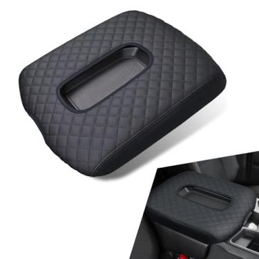 Imagem de MOXRUQ Capa de console central de carro, almofada de couro para apoio de braço de carro, capa de apoio de braço para console de assento de salto de tamanho original com alças, protetor de braço para