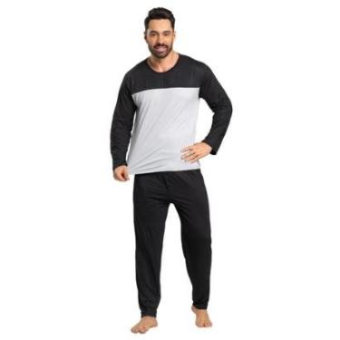 Imagem de Pijama Masculino Longo Bicolor Inverno Serra e Mar Conjunto Básico Roupa De Dormir Para o Frio-Masculino