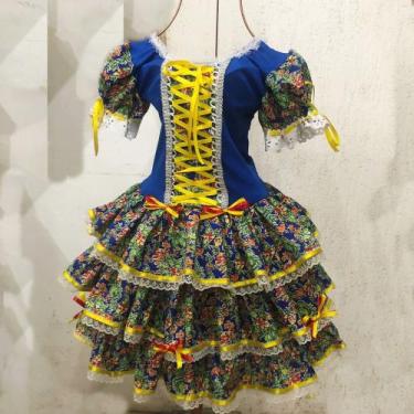 Imagem de Vestido Moda Infantil Caipira Dança Quadrilha Menina Floral São João A