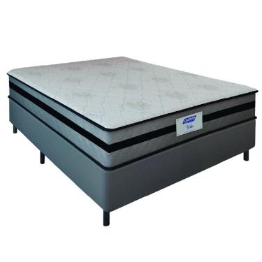 Imagem de Cama Box Casal Queen Gazin Com Molas Ensacadas Vibe 158x198x60cm Cinza/Preto