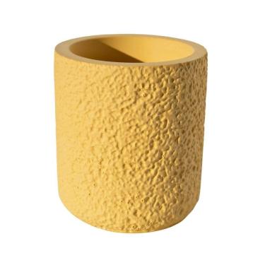 Imagem de Vaso Decorativo Texturizado M Artesanal 10,5cm Em Cimento Amarelo