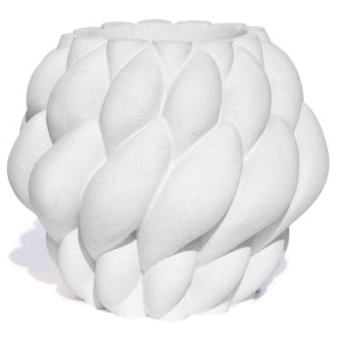 Imagem de Vaso Decorativo Novelo 9cm Em Cimento Artesanal Sala E Cozinha Branco