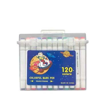 Imagem de Maleta De Caneta Ponta Dupla 120 Cores Para Colorir Desenho