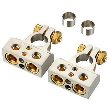 Imagem de Freajoin Kit de conectores de terminal de bateria de carro 0/2/4/8/10 AWG terminais de bateria negativa positiva com 2 calços, 1 par