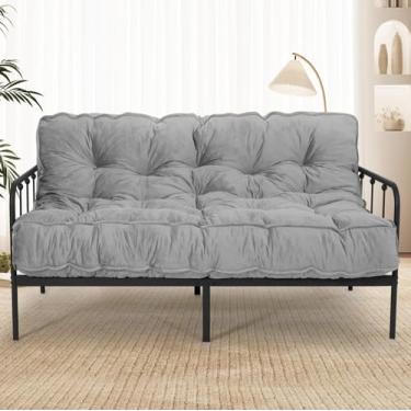Imagem de KOZIDO Colchão Futon tamanho casal de 20 cm, colchão dobrável extra grosso, enchimento de espuma desfiada para adultos/adolescentes/animais de estimação sem necessidade de montagem, moldura não