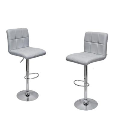 Imagem de Kit 4 Banquetas Confort Estofada Couro Giratória c/regulagem(Cinza)