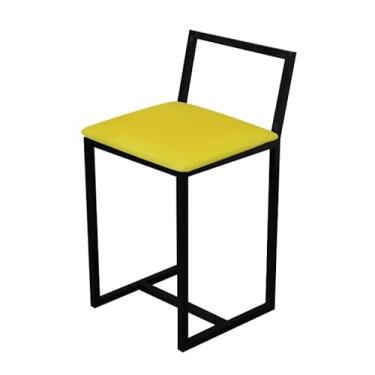 Imagem de Banqueta Baixa Para Cozinha Preta Industrial Estofado Amarelo