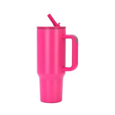 Imagem de Garrafa Térmica Portátil De Aço Inoxidável 1200ml Com Tampa E Canudo(Pink)