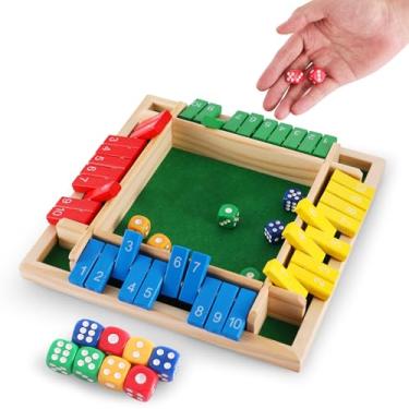 Imagem de Lineba Jogo De Dados Shut The Box, Jogo De Tabuleiro De Madeira Para 4 Jogadores Com 12 Dados, Jogos De Matemática Para A Família Para Crianças E Adultos, Jogo De Mesa Perfeito Para Sala De Aula, Ca