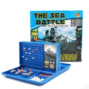 Imagem de Sea Battle Board Game Game Naval Combat Strategy Game Funny Battleship Game Childrens Double Battle Brinquedo (Azul)