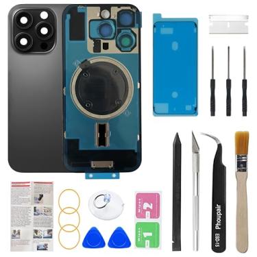 Imagem de Phoupair Substituição de vidro traseiro OEM compatível com iPhone 16 Pro 6,3 polegadas com moldura da câmera e lente da câmera + Kit de ferramentas de reparo profissional e instruções de instalação