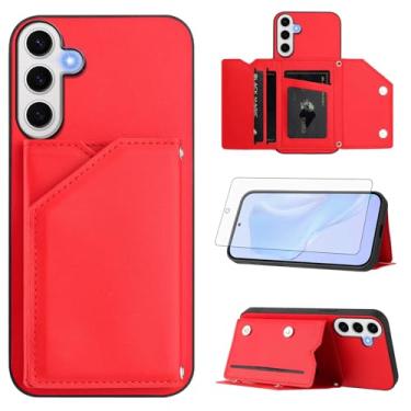 Imagem de Asuwish Capa de telefone para Samsung Galaxy S24 FE 5G capa carteira com protetor de tela de vidro temperado suporte suporte slot para cartão alça transversal cordão de couro celular S 24 EF AI S24FE