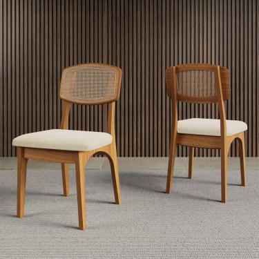 Imagem de Cadeiras Kit 2 Cadeiras 100% Mdf Cj Ca40 Freijó/Tweed Liso Claro - Dalla Costa