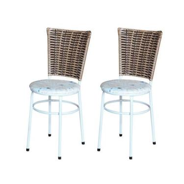 Imagem de 2 Cadeiras Branca para Mesa Hawai Avelã Assento Floral - Laumar, Flora