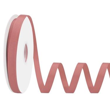 Imagem de LoomJoyz Fita de gorgorão rosa empoeirada de 1,27 cm × 50 metros fita de gorgorão rosa empoeirado para embrulho de presente, costura, laço de cabelo, buquê de flores, artesanato, casamentos, arranjos
