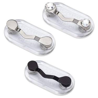 Imagem de Readerest Suportes magnéticos para óculos (pacote com 3) clipe de óculos para leitores e óculos de sol, suporte de óculos de leitura, clipe de crachá de trabalho, feito nos EUA (aço inoxidável, preto