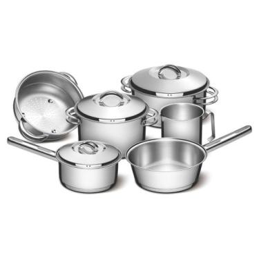 Imagem de Conjunto de Panelas Solar Tramontina com 6 Peças em Aço Inox, Inox, 6 