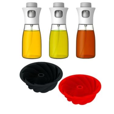Imagem de Kit Pulverizadores Spray Vidro Recarregáveis + Formas Silicone Redondas Antiaderentes – Cozinha Saudável e Funcional