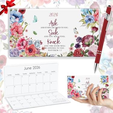 Imagem de Gueevin Calendário de bolso 2025 para bolsa com caneta, planejador de bolso pequeno, planejador semanal, diário, caderno de anotação, presente de Natal e ano novo, irmã amiga, mulheres (vinho, bíblia)